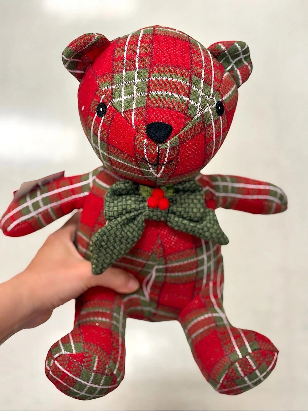 Plaid Bear Plush in Red & Green New